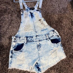 Ripped Jean Overalls